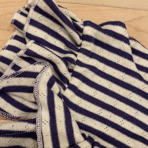 Louis Louise Paris soft cotton ruffle navy white striped romper - Picture 3 of 10